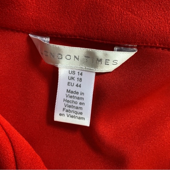 LONDON TIMES Red Collared Dress‎ Gold Button Pullover Size 14 - Picture 8 of 8